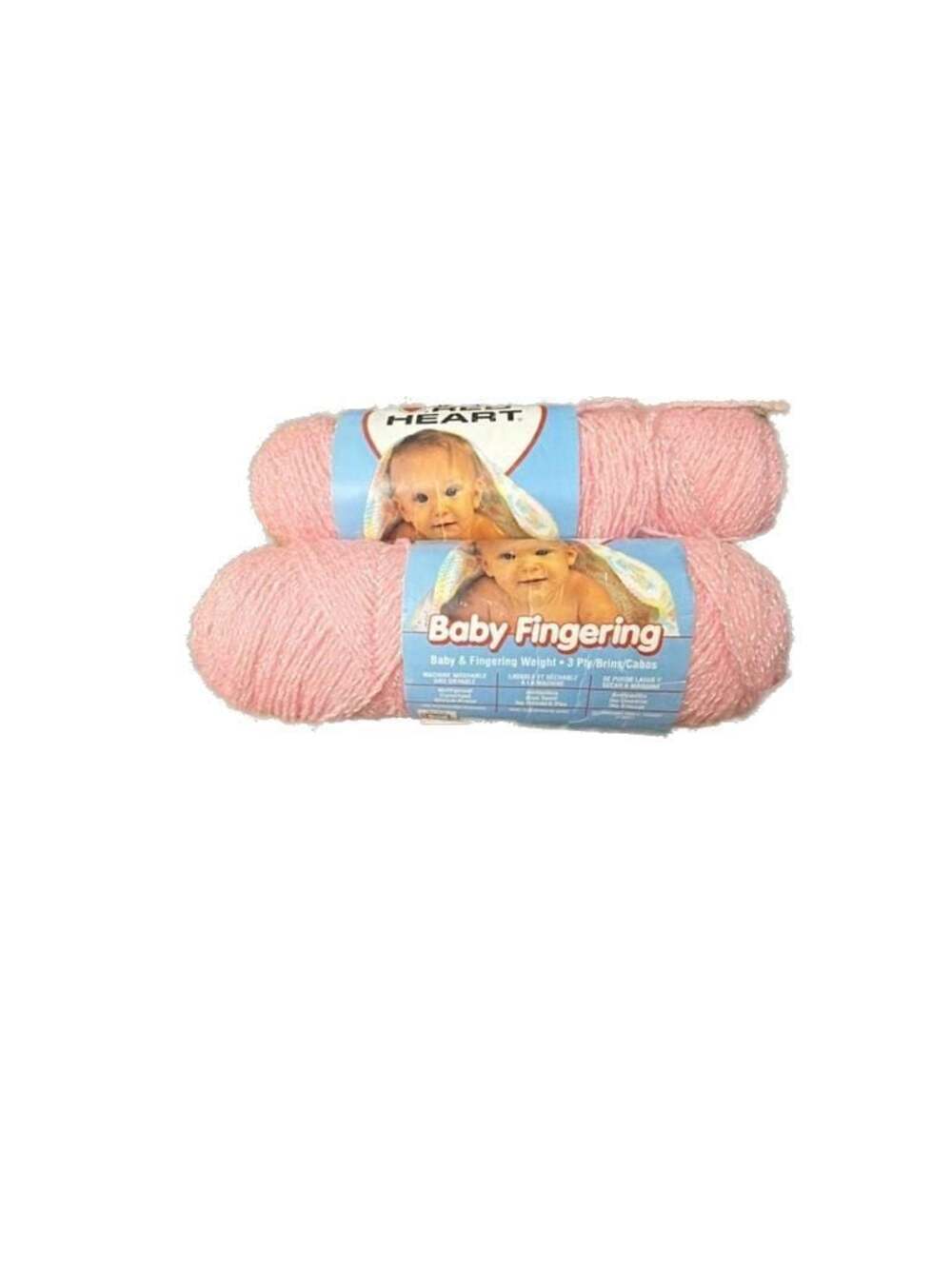 2 Red Heart Baby  Pink Fingering Weight Yarn, 3-Ply, Color 722 Lt.